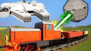 Can Star Wars Vehicles Stop a Train?  Brick Rigs Gameplay & Train Stopping