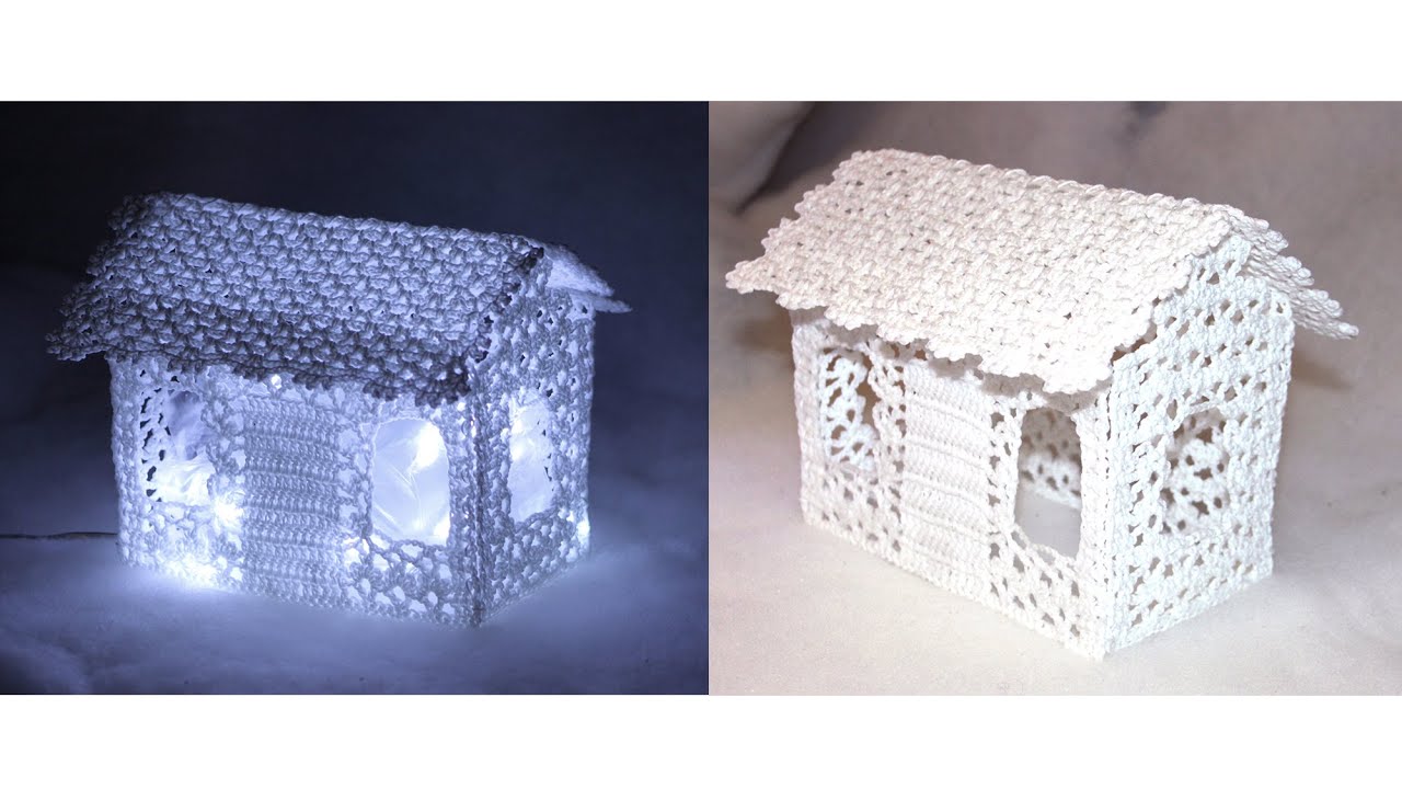 Lace crochet house decoration with lights