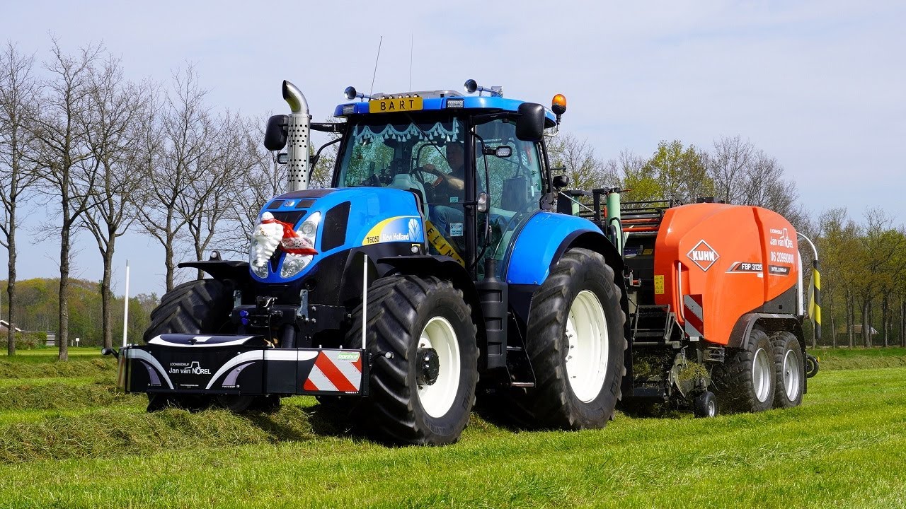 New Holland T6050 + Kuhn FBP 3135 | Balen persen | Jan van Norel Doornspijk | Pressing bales | 2023