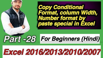 #61 || Copy Conditional Format Column Width Number Format By Paste Special In Excel || #excel #free