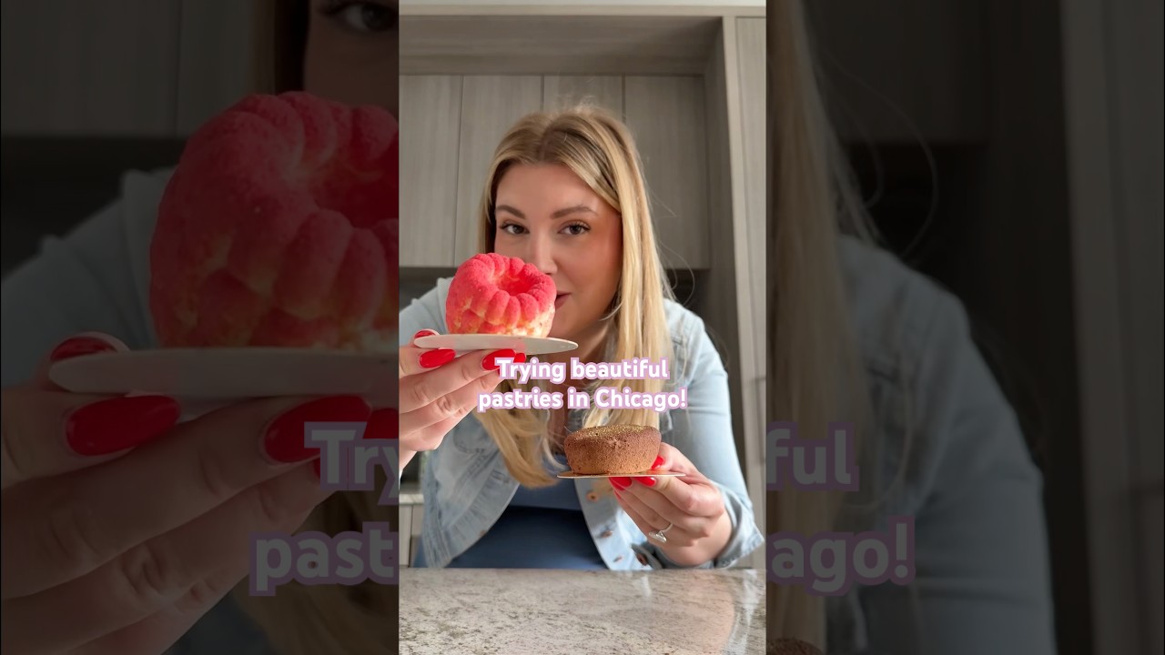 Trying beautiful pastries at a new bakery in Chicago! 