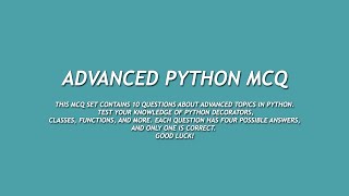 Advanced Python MCQ