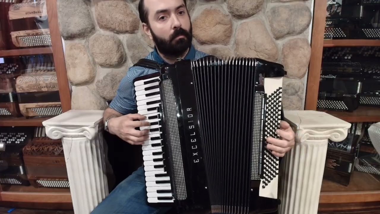 7500 - Black Excelsior AC Continental Piano Accordion Piano
