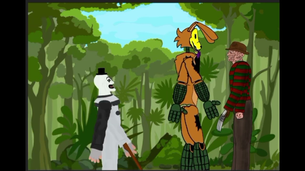 Art the clown vs pumpkin rabbit vs freddy Kruger (dc2 animation)