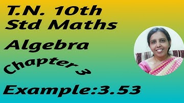 T.N. 10th Maths Example 3.53 - Graph | Algebra |