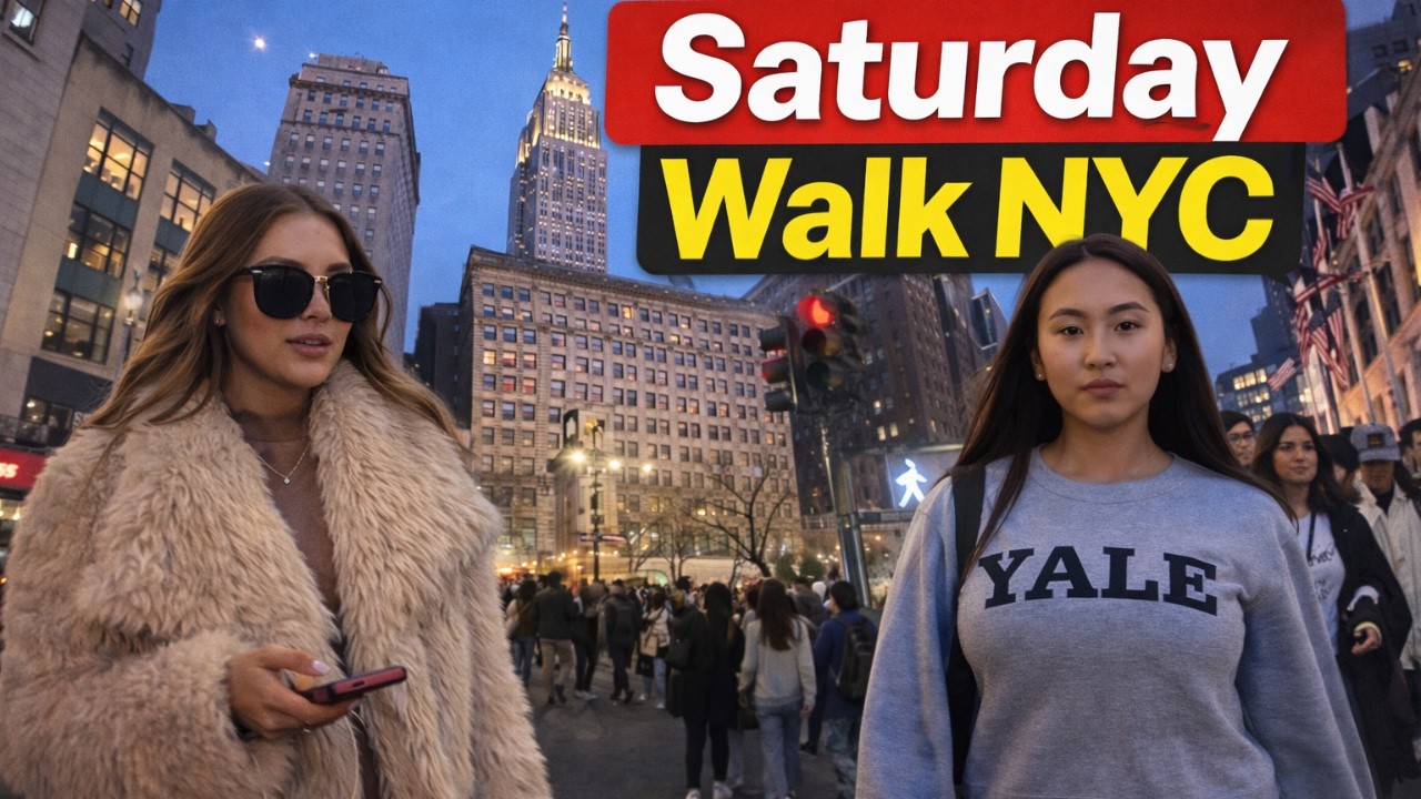 Manhattan Walk 🇺🇸 Late Afternoon to Night | Downtown → Uptown | NYC Crowd & City Vibes
