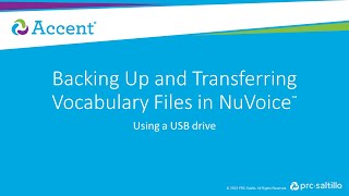Backing Up Accent with NuVoice with a USB