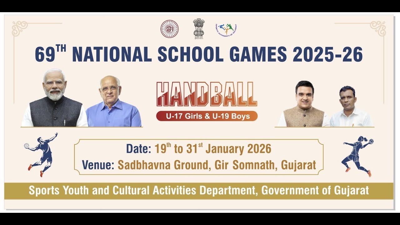 Live : Day 8 HANDBALL || 69th National Shcool Games 2025-26   U-17 Girls & U-19 Boys  || Gir Somnath