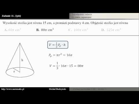 Zadanie 11 - matura spośród matematyki [Stożek] (katalog 1) - 동영상