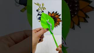 Moving Caterpillar on Leaf 🐛🌿 |Easy paper craft #art #craft #papercraft #shorts #viral