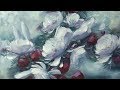 Свободная композиция с серебристыми цветами. Free composition. Flower painting. Живопись цветов