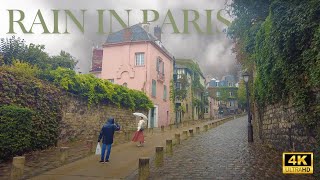 [4K] Romantic Rainy Walk to Montmartre: Paris Unfiltered | Hidden Gems and Sights