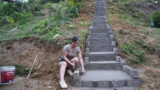 Open Road - Building road stairway to the house - Green farm life, free bushcraft