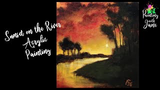Sunset on the River - Intuitive Painting #5 - Acrylic Painting on Canvas