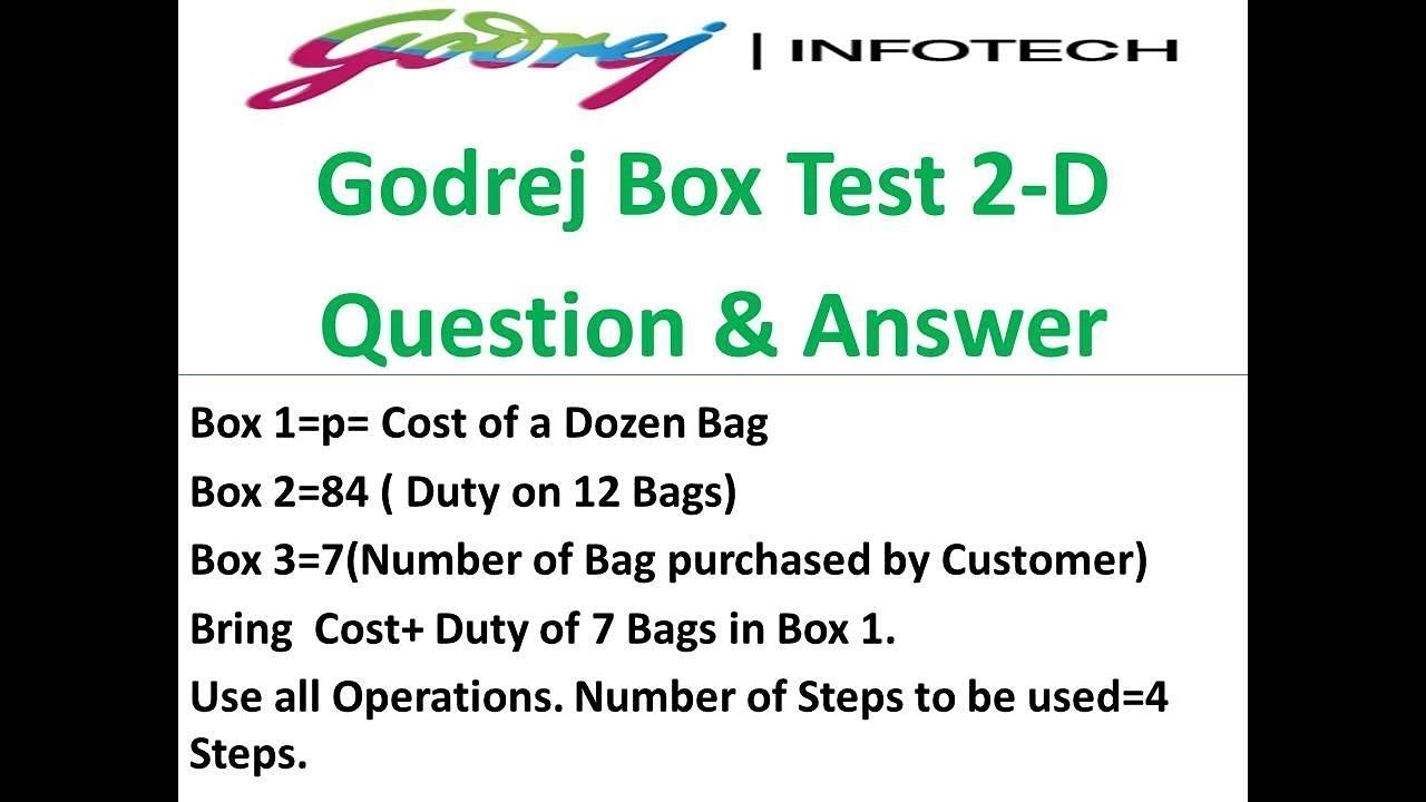 Godrej Box Test Box1=p= Cost of a Dozen Bag Box 2=84 Duty on 12 Bags By VIJAY CHAWLA YouTube