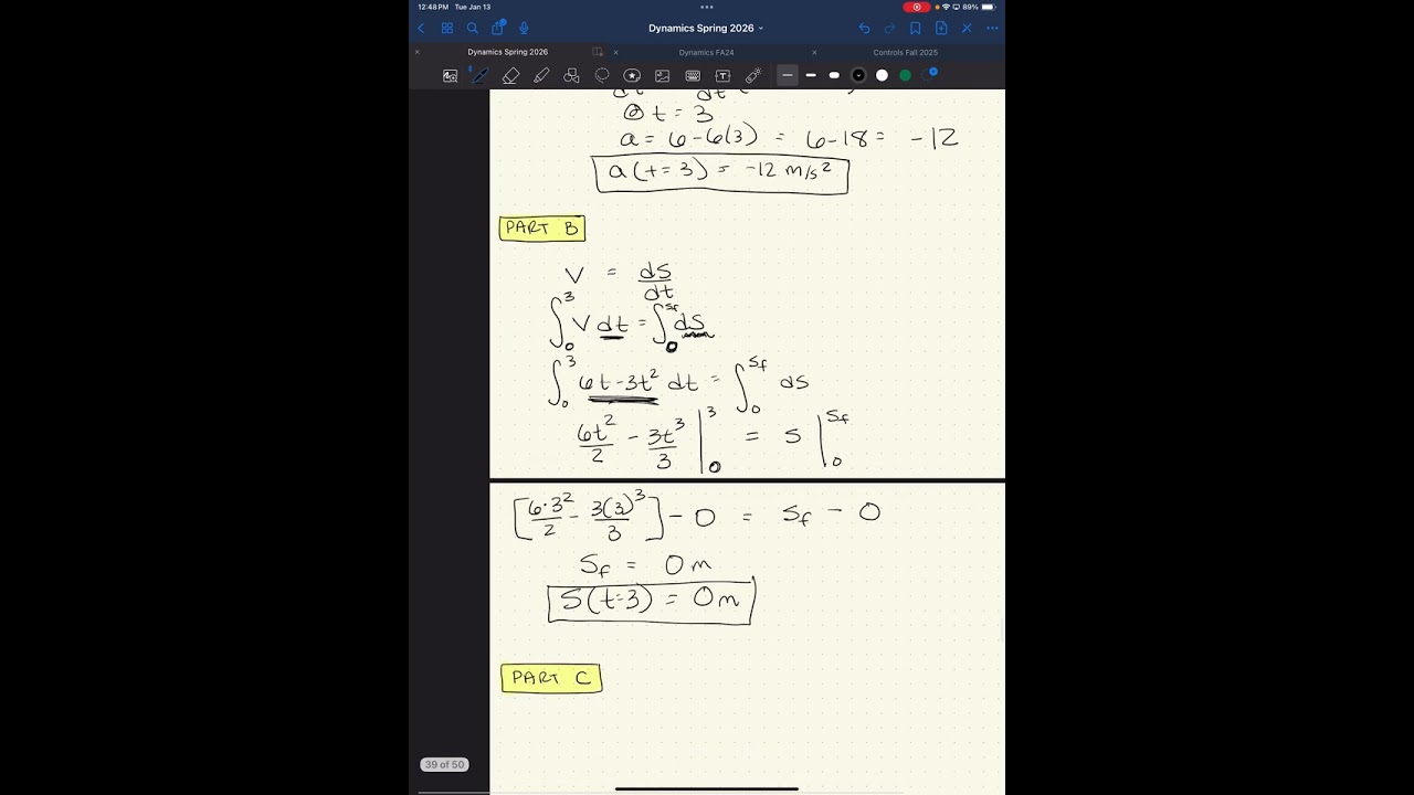 Dynamics Day2 1D & 2D Motion (Cartesian Coordinates) 1/13/26