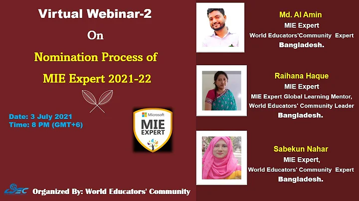 Nomination Process of MIE Expert 2021 2022, (Virtual Webinar-2)