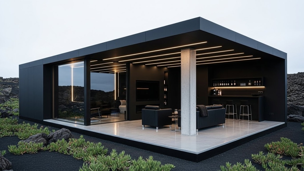 Современные мини-дома для мужчин, оформленные в стиле «темной роскоши».