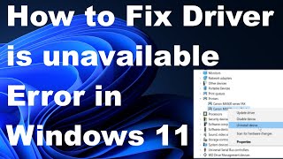 printer driver is unavailable error in windows 11 / 10 fix