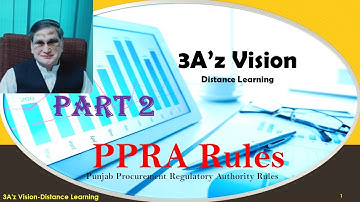 PPRA Rules (Part-2), Punjab Procurement Regulatory Authority Rules