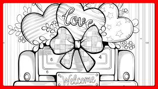 Color by Number Valentine's Day Love Truck Hearts Balloons Color Oasis app #coloringbook screenshot 1