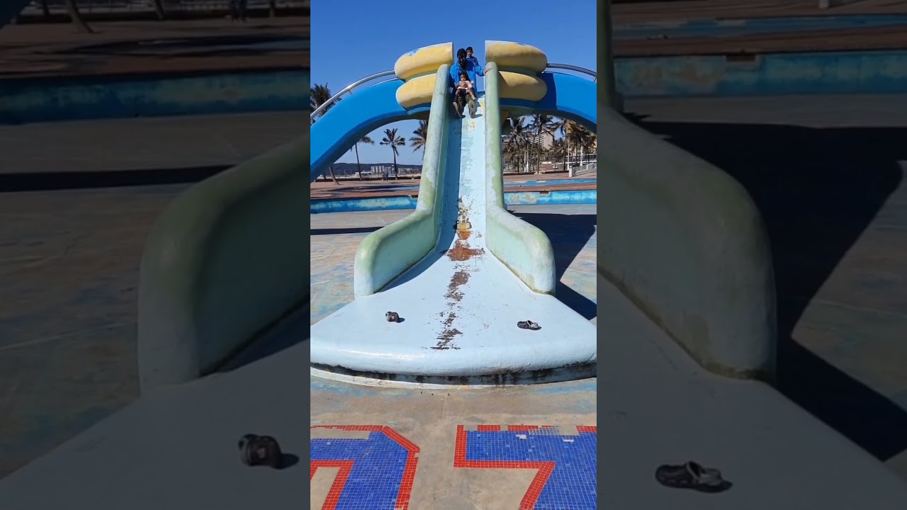 It's time to slide with daddy and Maya