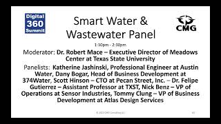 Digital 360 Summit 2022 Day 2 - Smart Water & Wastewater Panel with Dr. Robert Mace