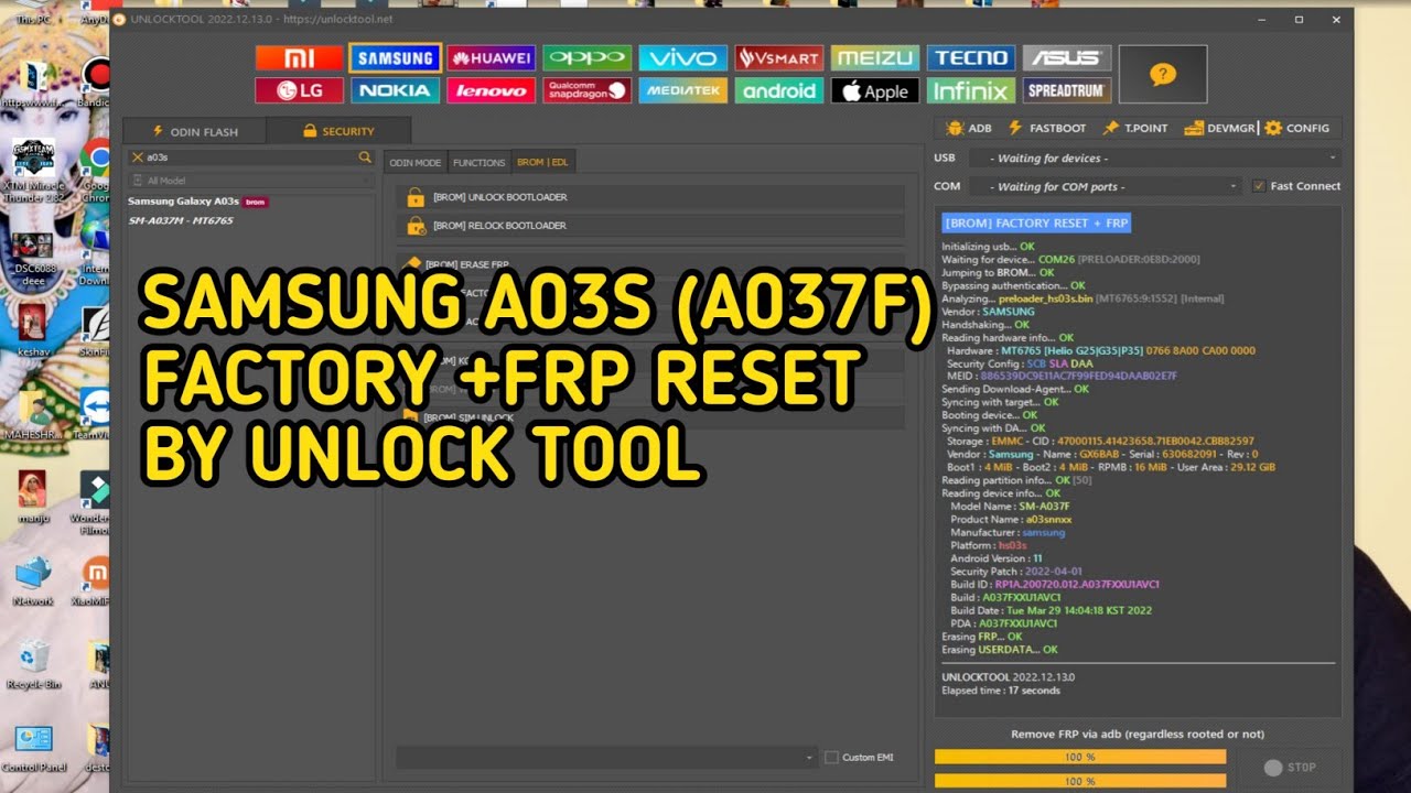 SAMSUNG A03S FACTORY +FRP RESET BY UNLOCK TOOL ।। SAMSUNG A037F PATTERN