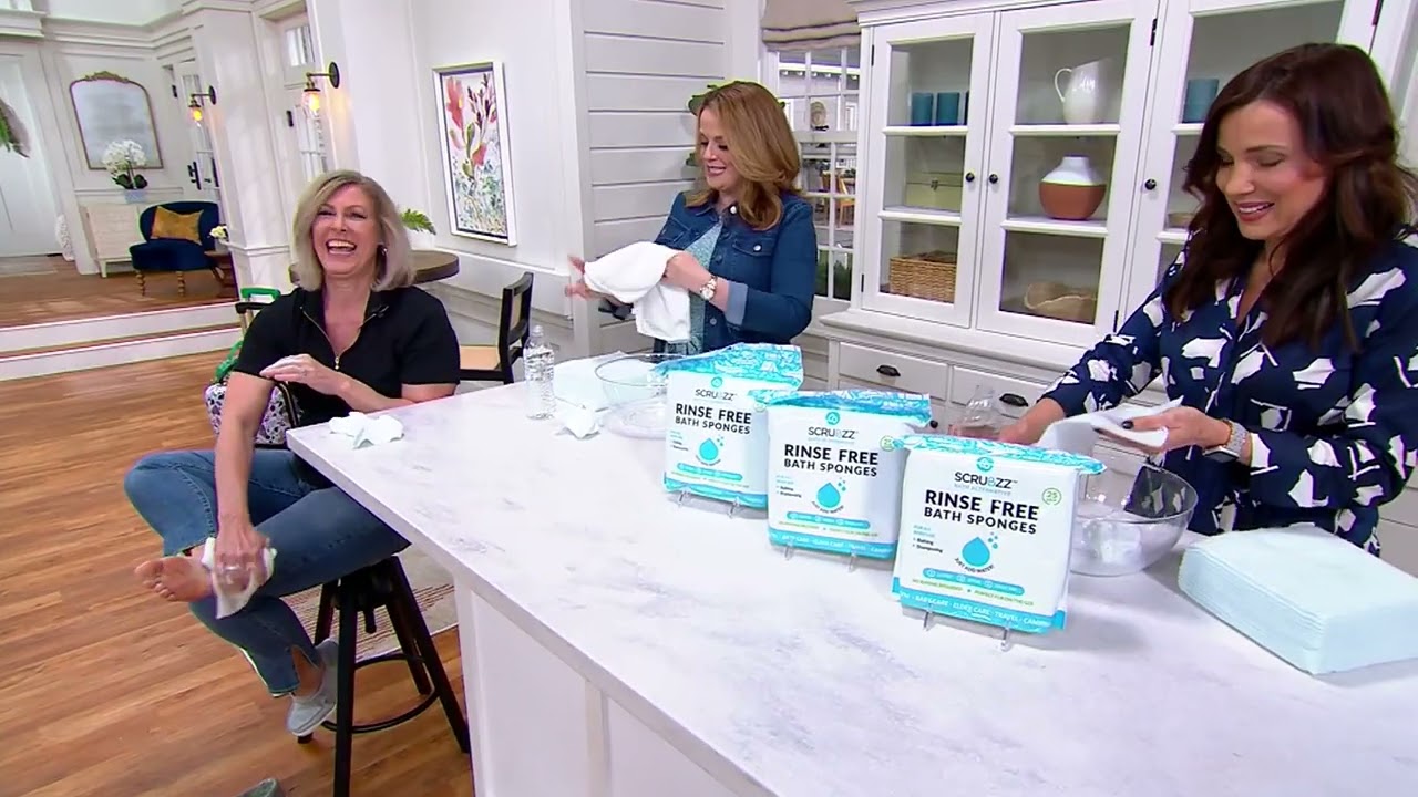 SCRUBZZ Rinse Free 75pc Bath Single Use Shower Sponge on QVC