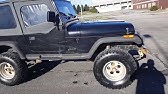 1994 Jeep YJ,  4 cylinder, 5 speed,  tires,  gears, pull  out and acceleration - YouTube