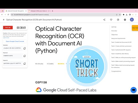 Optical Character Recognition (OCR) with Document AI (Python) #qwiklabs #GSP1138 [With Explanation🗣️