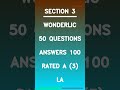 Wonderlic 50 Questions Answers 100 Rated A 3 La Latest