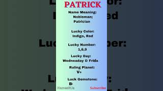 Patrick Name Meaning #shorts #namemeaning #patrick Details