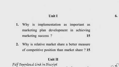 2019 MBA 2nd Sem Marketing Management Question Paper