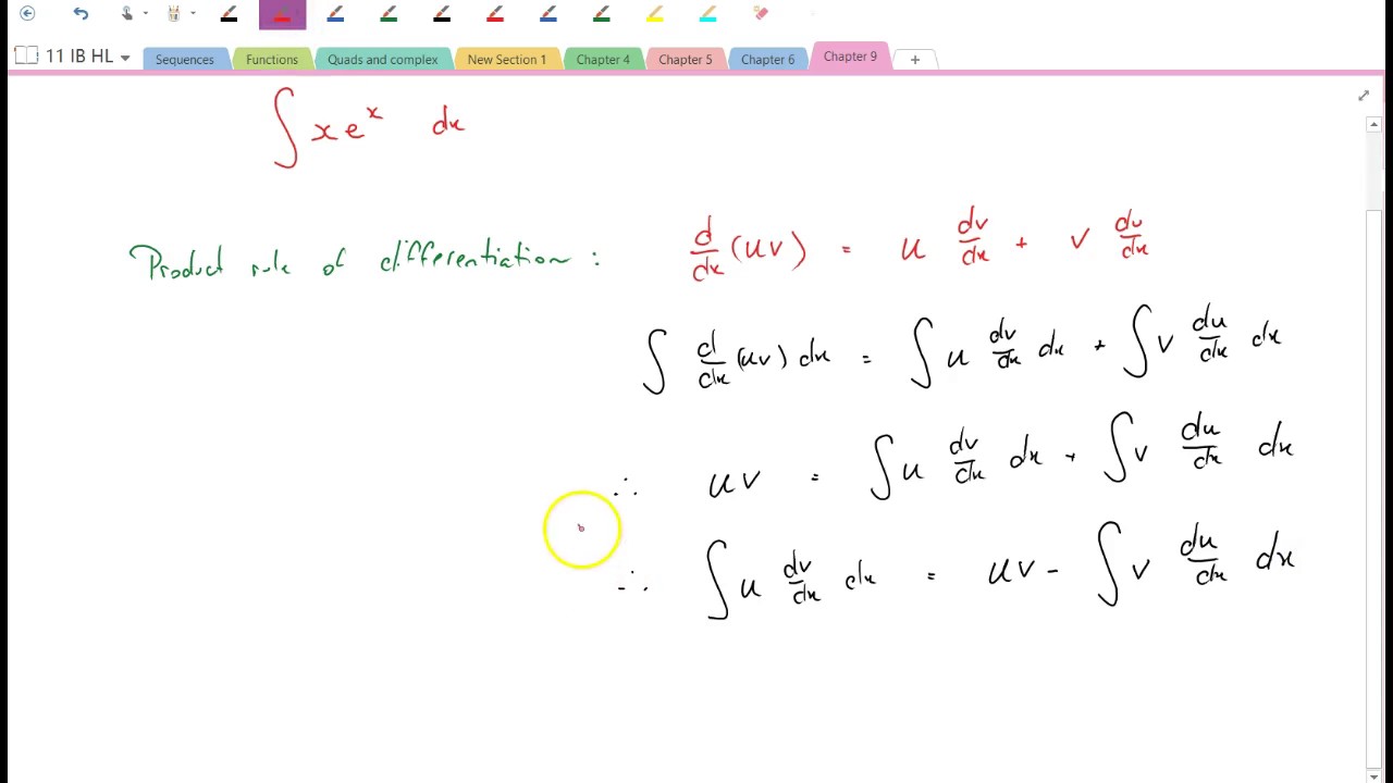 Integration by parts (the 'product rule' of integration