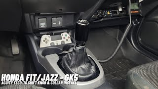 HONDA FIT / JAZZ - GK5 - Acuity Instruments - Esco-T6 Shift Knob & Shift Boot Collar Install #gk5 Installing Acuity Instruments Shift Boot Collar Esco T6 Knob