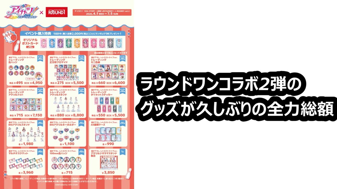アイカツ！×ラウンドワンコラボ2弾のグッズが本気すぎて総額が大台突破