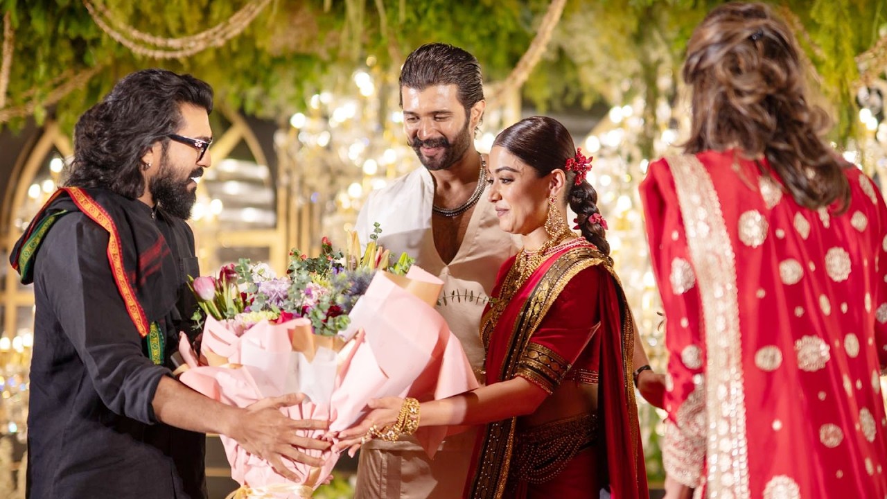 శ్రీవల్లి🤣😍 | Ram Charan At Vijay Devarakonda - Rashmika Mandana At Reception #VIROSH