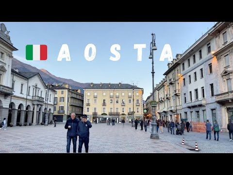 Walking in 🇮🇹Aosta (Italy) city center (2022). 4K.