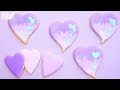 How to decorate heart cookies tipless with royal icing for beginners  fawaii 