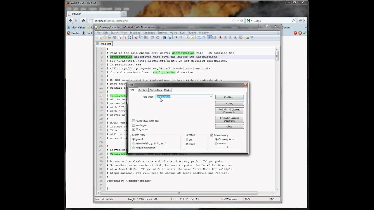 Installing the Xampp Package 