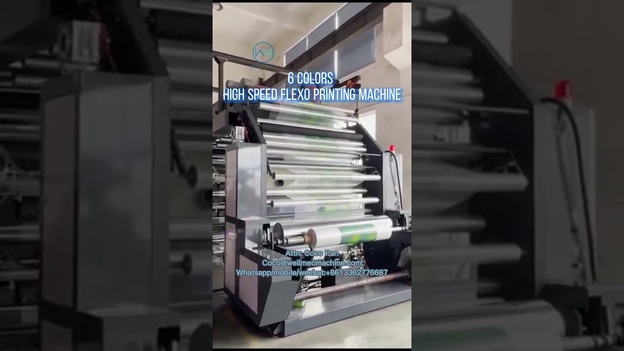 Full Automatic Six Color Non Woven PE BOPP PVC Roll to Roll Label Flexographic Printing Machine