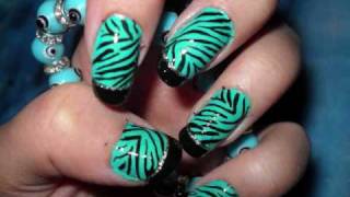 nail cute designs zebra nails simple acrylic turquoise fingernail teal tip cool print silver desgins crazy polish tattoos