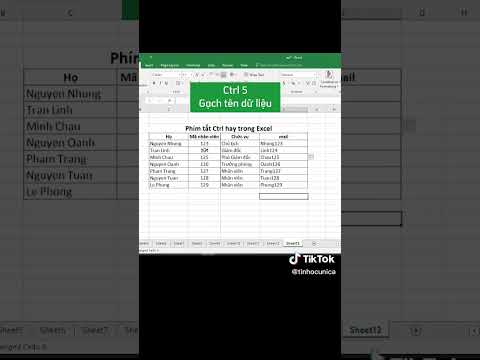 Phím tắt CTRL hay trong Excel