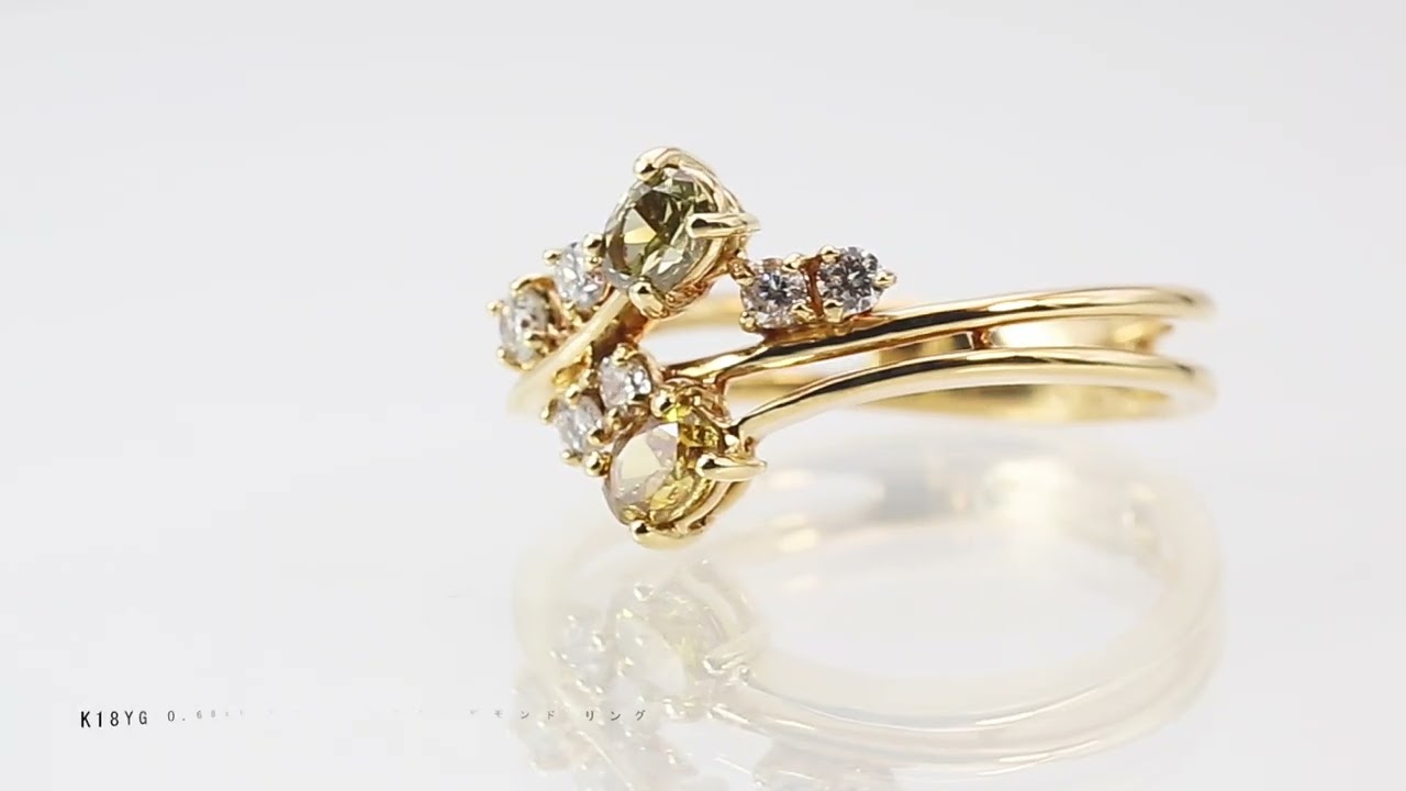 限定1本 K18YG 0.68ct マルチカラーダイヤモンド リング 13号 サイズ