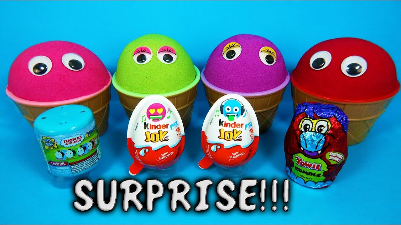 4 Color Sand in Ice Cream Cups Surprise Toys Yowie Kinder Joy