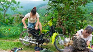 The girl restored the entire old motorbike that had broken down after many years. Mechanic girl. Ep2