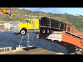 BeamNG.drive - Vehicles Driving Across A Destroyed Bridge