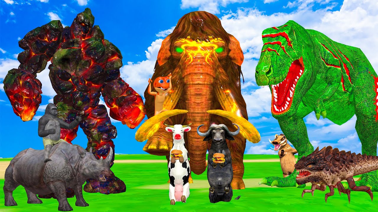 15 Giant Mammoth Elephant Cow Vs Giant Ghidorah Dragon | 5 Giant Tiger Cub Saved By Woolly Mammoth