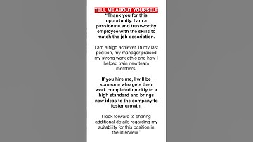 "TELL ME ABOUT YOURSELF" | BEST ANSWER | JOB INTERVIEWS!  #tellmeaboutyourself #jobinterview
